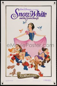 3z902 SNOW WHITE & THE SEVEN DWARFS foil 1sh R1987 Walt Disney cartoon fantasy classic!