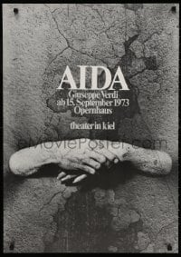 3z136 AIDA 24x33 German stage poster 1973 hands emerging from stone!