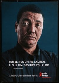 3z275 AIDS FONDS 17x24 Dutch special poster 2000s HIV/AIDS, close-up of Jorgen Raymann!