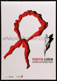 3z280 AIDS HILFE 15x21 Austrian special poster 2000s HIV/AIDS, cool ribbon made of people!