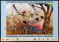 3z309 COMMUNITY DISCUSSION CAN SOLVE MANY PROBLEMS 12x17 Kenyan poster 1990s UN Children's Fund!
