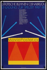 3z147 EINLADUNG ZUR SPIELZEIT 1987-88 22x33 German stage poster 1987 art of a drum by Per Arnoldi!