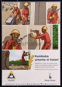 3z368 KUMBUKA UMEME NI HATARI drill style 12x17 Kenyan poster 2000s Electricity is Dangerous!