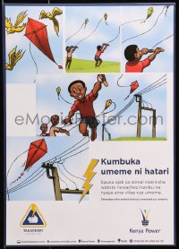 3z369 KUMBUKA UMEME NI HATARI kite style 12x17 Kenyan special poster 2000s Electricity is Dangerous!