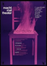 3z157 MACHT MAL THEATER 24x33 German stage poster 1975 art of a burning chair by Holger Matthies!