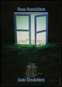 3z167 NEUE AUSSICHTEN 24x33 German stage poster 1980s artwork of open windows by Holger Matthies!