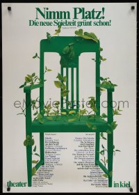 3z169 NIMM PLATZ 24x33 German stage poster 1975 chair with leaves by Holger Matthies!