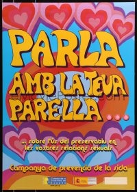 3z434 PARLA AMB LA TEVA PARELLA 19x27 Spanish special poster 2000s HIV/AIDS, heart artwork!