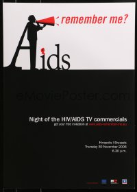 3z444 REMEMBER ME 17x24 Belgian special poster 2006 night of the HIV/AIDS TV commercials!