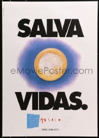 3z448 SALVA VIDAS 19x27 Portuguese special poster 2000s HIV/AIDS, image of condom!