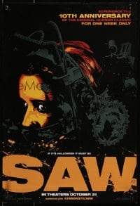 3z195 SAW mini poster R2014 Cary Elwes, Danny Glover, Shawnee Smith in torture device!