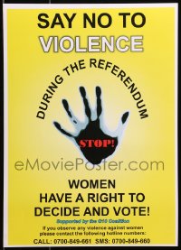 3z449 SAY NO TO VIOLENCE 12x17 Kenyan special poster 1990s women have a right to decide and vote!