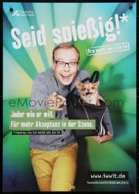 3z451 SEID SPIESSIG 17x24 German special poster 2000s wacky guy with dog in his bag!
