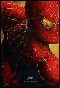 3z908 SPIDER-MAN 2 teaser DS 1sh 2004 July 2004 style, image of Tobey Maguire in the title role!