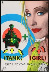 3z935 TANK GIRL teaser 1sh 1995 Lori Petty, based on the comic strip, cool blacklight design!