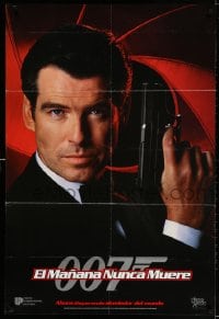 3z949 TOMORROW NEVER DIES int'l Spanish language teaser DS 1sh 1997 different image of Brosnan as James Bond!