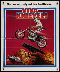 3z479 VIVA KNIEVEL 27x33 special poster 1977 best artwork of the greatest daredevil jumping his motorcycle!