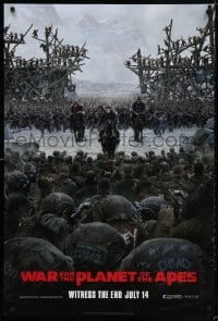 3z973 WAR FOR THE PLANET OF THE APES style C teaser DS 1sh 2017 Caesar and two large armies!