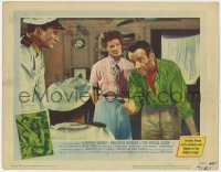 4a207 AFRICAN QUEEN LC #4 1952 Katharine Hepburn watches Humphrey Bogart explain himself to officer!