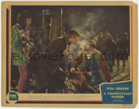 4a329 CONNECTICUT YANKEE LC 1931 chained Will Rogers blows a puff of smoke into Hurst's face!
