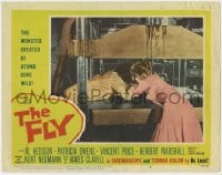 4a429 FLY LC #6 1958 Patricia Owens has to kill monster husband Al Hedison in giant press!