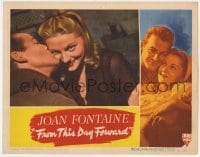 4a456 FROM THIS DAY FORWARD LC 1946 great close up of Mark Stevens kissing pretty Joan Fontaine!