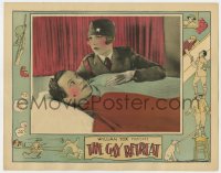 4a462 GAY RETREAT LC 1927 uniformed lady comforts Ted McNamara in bed, silent World War I comedy!