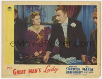 4a487 GREAT MAN'S LADY LC 1942 Barbara Stanwyck & Brian Donlevy gambling at roulette in casino!