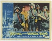 4a553 JOURNEY TO THE SEVENTH PLANET LC #3 1961 great close up of astronauts in suits with weapons!