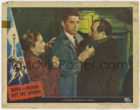 4a577 KISS THE BLOOD OFF MY HANDS LC #4 1948 Joan Fontaine watches Burt Lancaster threaten guy!