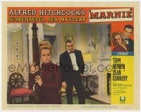 4a630 MARNIE LC #2 1964 Sean Connery in tuxedo with Tippi Hedren in bedroom, Alfred Hitchcock