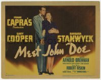 4a073 MEET JOHN DOE TC 1941 Frank Capra, c/u of Gary Cooper & Barbara Stanwyck, linen 1st release!