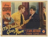4a659 MR. DEEDS GOES TO TOWN LC 1936 close up of Gary Cooper grabbing Lionel Stander, Frank Capra!