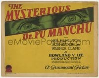 4a090 MYSTERIOUS DR FU MANCHU TC 1929 Warner Oland, creepy art of the villain's eyes, ultra rare!