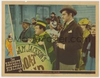 4a682 NAUGHTY NINETIES LC 1945 close up of Alan Curtis holding gun on Lou Costello at parade!