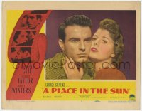 4a721 PLACE IN THE SUN LC #1 1951 romantic close up of Montgomery Clift & Shelley Winters!