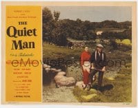 4a742 QUIET MAN LC #7 1951 directed by John Ford, John Wayne & Maureen O'Hara by rocky stream!