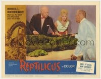 4a764 REPTILICUS LC #6 1962 great close up scene with people examining lizard on table!