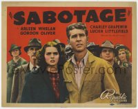4a143 SABOTAGE TC 1939 great close up art of Arleen Whelan & Gordon Oliver in front of crowd!