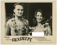 4a868 SUNSWEPT LC 1961 sexy topless island girl & man both wearing leis!