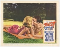 4a935 TWIST AROUND THE CLOCK LC 1962 great close up of couple in swimsuits kissing by the pool!