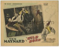 4a970 WILD BORN LC 1927 Kermit Tex Maynard in saloon brawl, great cowboy border art!