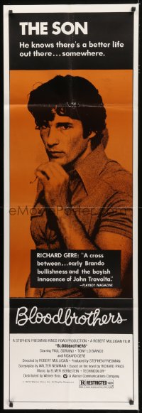 4b071 BLOODBROTHERS door panel 1978 super early image of Richard Gere, from Richard Price novel!