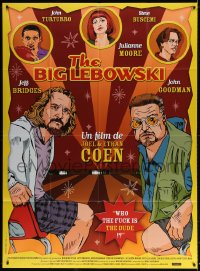 4b786 BIG LEBOWSKI French 1p R2015 Coen Brothers, different Collier art of Jeff Bridges & Goodman!