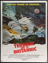 4b870 JUGGERNAUT French 1p 1975 cool artwork of ocean liner under attack by Bob McCall!
