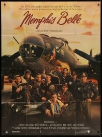 4b899 MEMPHIS BELLE French 1p 1990 Matt Modine, Sean Astin, cool cast portrait by WWII B-17!