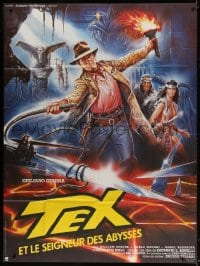 4b969 TEX & THE LORD OF THE DEEP French 1p 1985 wacky Indiana Jones rip-off, art by Enzo Sciotti!