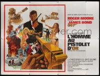 4b750 MAN WITH THE GOLDEN GUN French 8p 1974 McGinnis art of Roger Moore as James Bond, rare!