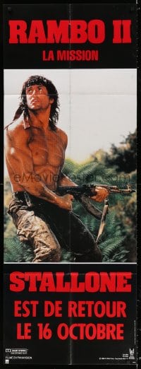 4b737 RAMBO FIRST BLOOD PART II French door panel 1985 c/u of Sylvester Stallone with AK-47!
