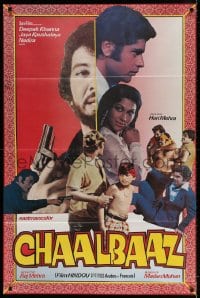 4b711 CHAAL BAAZ French 31x46 1980 directed by Hari Mehra, Indian crime montage!